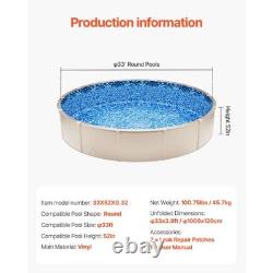 VEVOR Pool Liner, 33ft Round Pool Liner, Uinbead Style, Durable Vinyl Pool Liner