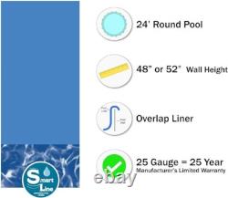 Wilbar 24Ft Round Fallston Above-Ground Pool 52 H Swirl Bottom Overlap Liner