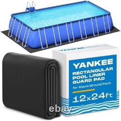 Yankee Pool Liner Pad, 12x24 Ft Rectangular Puncture Proof Pool Mat, Above