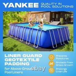 Yankee Pool Liner Pad, 12x24 Ft Rectangular Puncture Proof Pool Mat, Above
