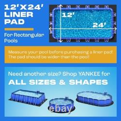 Yankee Pool Liner Pad, 12x24 Ft Rectangular Puncture Proof Pool Mat, Above